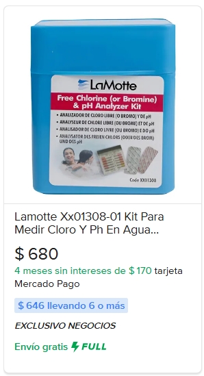 Lamotte kit cloro y pH agua potable